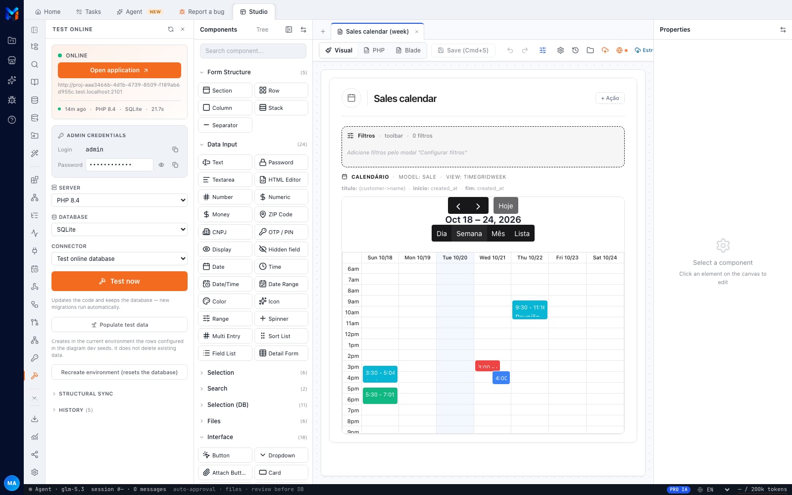 Event calendar generated by MadBuilder