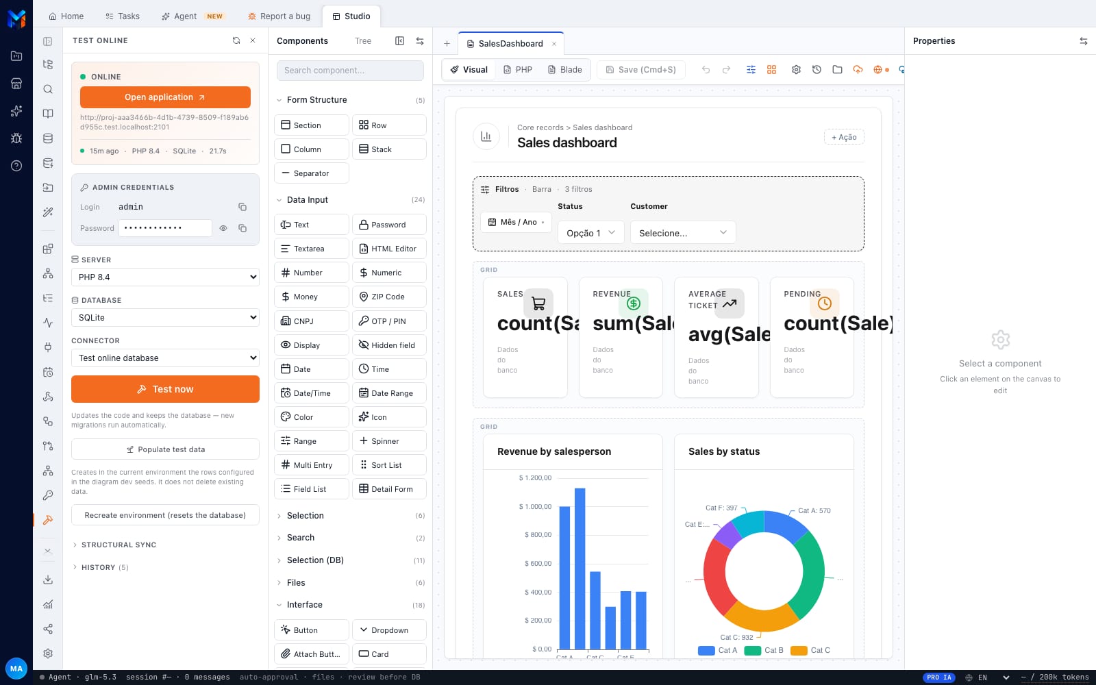 Dashboard generated by MadBuilder