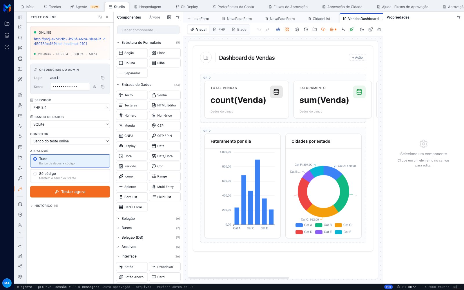 Dashboard gerado pelo MadBuilder