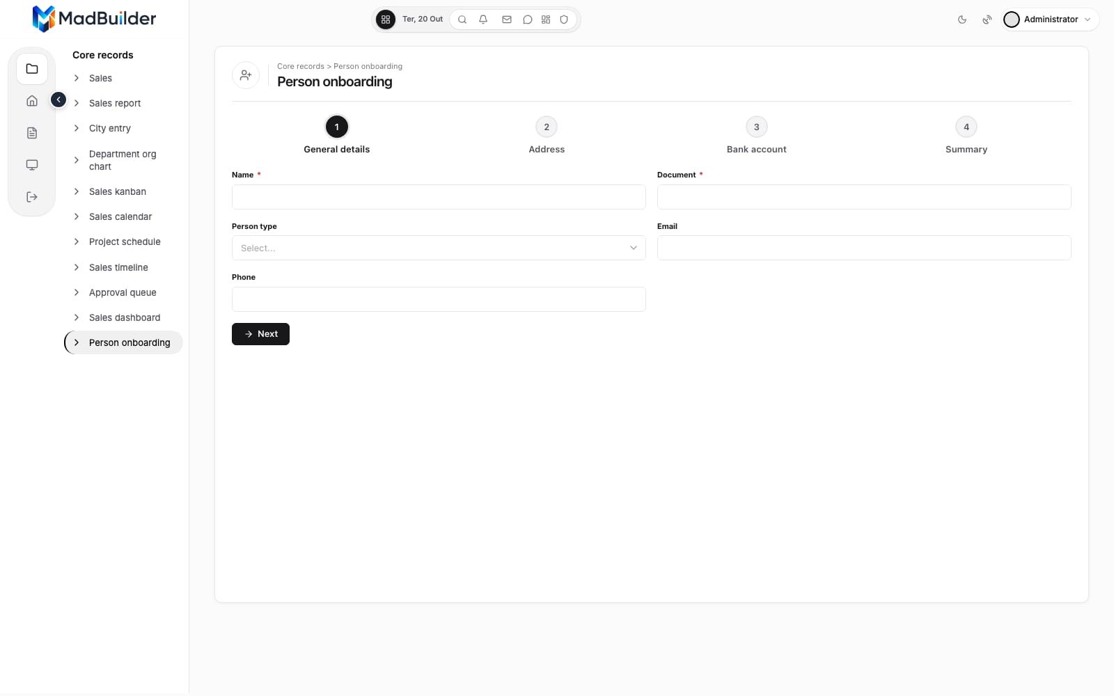 Multi-step form generated by MadBuilder
