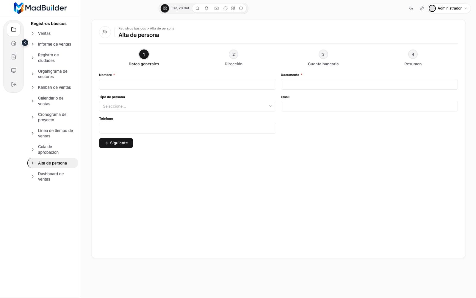 Formulario por pasos generado por MadBuilder